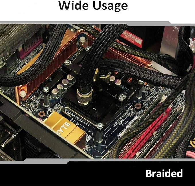 25ft - 1/2 Inch Cable Management Sleeve Protector,Wire Loom PET Expandable Wire Sleeving for Office TV Computer Home Theater Engine Bay Cord Organizer,Protect Cables from Pet Cat Dog Chewing,Black