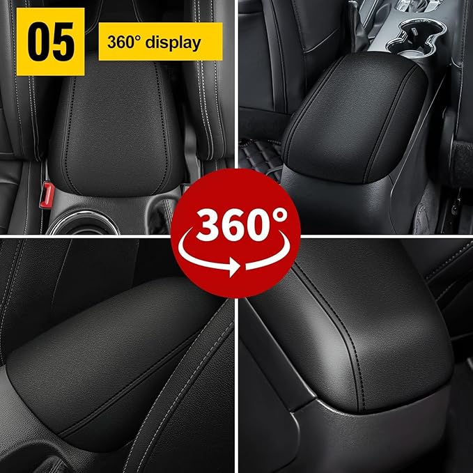 AOMSAZTO Center Console Covers for 2015-2021 2022 2023 Ford Mustang Armrest Pad Black