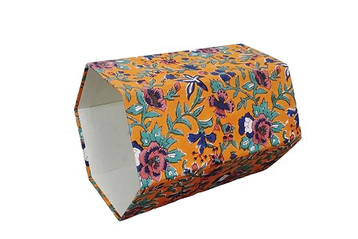 Generic 3.3 Gallon Cotton Hand Block Printed Paper Waste Basket |Small Decorative Trash Can for Housewarming Gifts in Living Room, Bedroom, Bathroom | Eco-Friendly, Plastic-Free (1, ORE.GREEN)