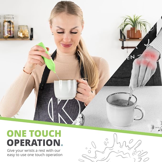 Oliver's Kitchen ® Handheld Milk Frother- Create Milky Foam For Coffee, Cappucino, Hot Chocalate And More in Seconds - USB-C Rechargeable