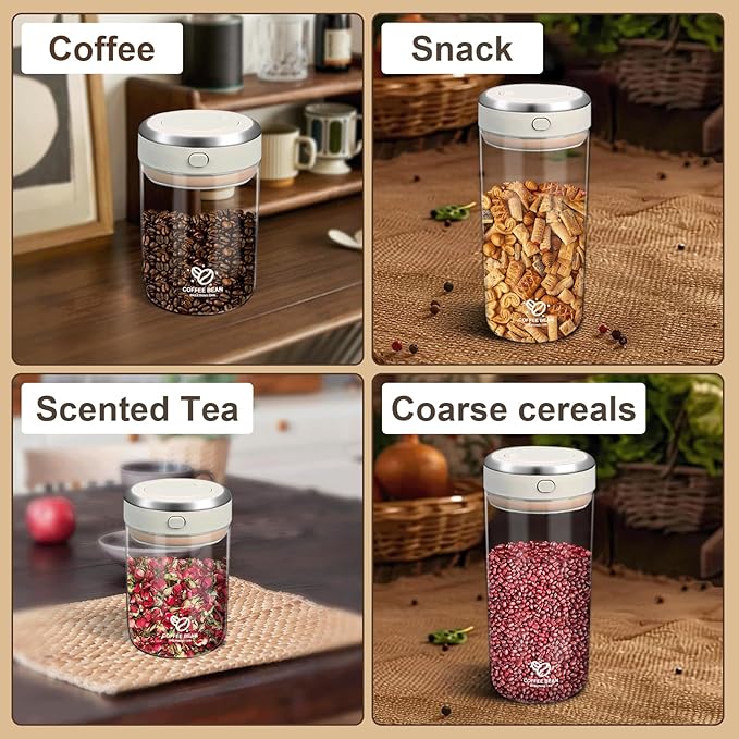 Coffee Bean Storage Container with One-way Valve Airtight Lid Date Tracker, Borosilicate Glass Coffee Canister for Coffee and More Food Fresh and Storage(1.2 Qt - 13.1 OZ)