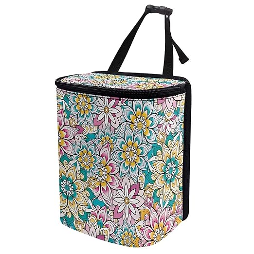 Mandala Flower Car Trash Can Lightweight Vehicle Trash Can for SUV Truck Van Leak Proof Vehicle Trash Can Hanging Car Interior Accessory Universal Fit Most Vehicles Cars SUV