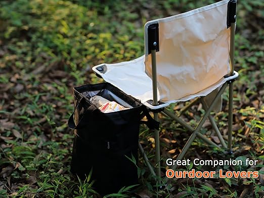 Ginsco 2 Pack New Leak-Proof Travel Car Trash Bag, 3.5 Gallons Large Capacity Hanging Car Trash Can with Hook and Loop Lid and Handle, Multipurpose Trash Bin with Storage Pockets for SUV RV Camping