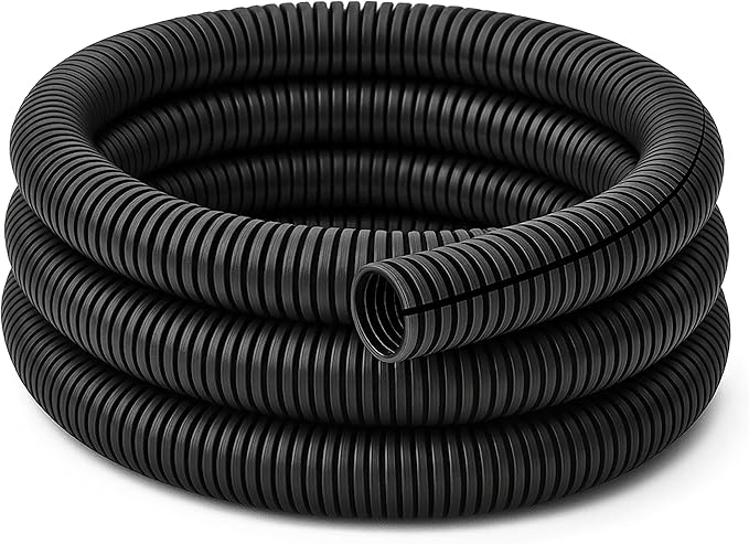Electriduct Split Wire Loom Tubing Polyethylene Corrugated Flexible Conduit - 1/4" Nominal Size - 10 Feet - Black