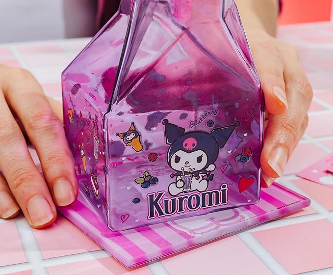 Silver Buffalo Sanrio Hello Kitty and Friends Featuring Kuromi Blueberries Purple Glass Milk Cup, 11.9 Ounces