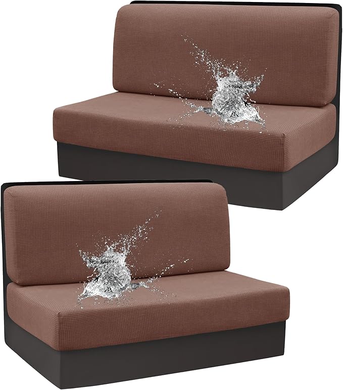 Stretch Rv Dinette Cushion Set, Booth Seats with 1 Backrest & 1 Bench Cover, 38 in Camper Dinette Booth Set,2 Set-Light Coffee