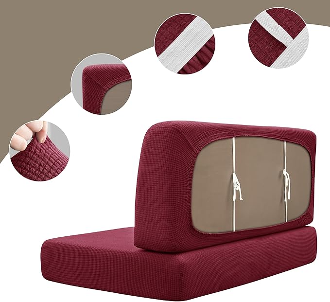 Stretch Waterproof Rv Dinette Cushion Covers,4 Seat Rv Seat Covers with 2 Backrest & 2 Bench Covers,RV Cushion Couch Covers Dinette Both Seats for RV Camper,2 Set-Wine red