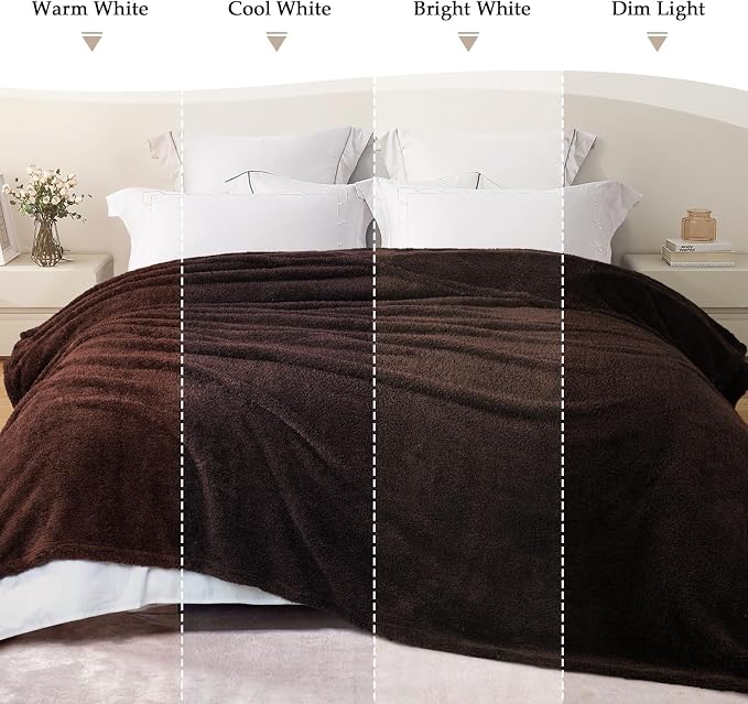 Exclusivo Mezcla Fleece Coffee Throw Blanket for Couch Sofa, Ultra Soft, Lightweight and Fluffy Blankets for Women, All Season, 50x60 Inches