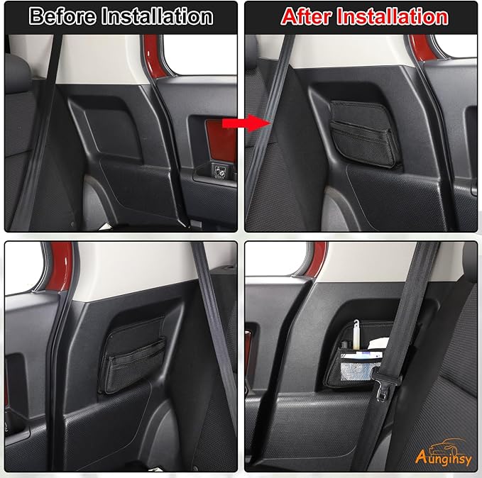 Aunginsy Car Rear Door Storage Pockets Box Compatible with Toyota FJ Cruiser 2007-2023 Car Rear Door Side Storage Bag Backseat Storage Box Rear Seat Panel Organizer Expansion Oxford Cloth Accessories