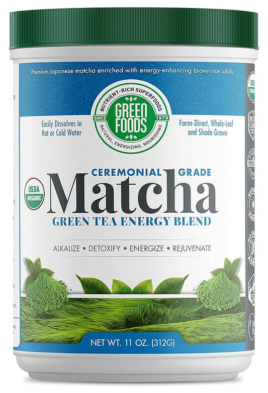 Green Foods Organic Ceremonial Grade Matcha Green Tea 11oz - First Harvest, Farm-Direct