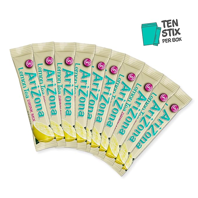 AriZona Lemon Tea - On-the-Go Powdered Drink Mix, 0.07oz 120 Count - 10ct Boxes (Pack of 12)