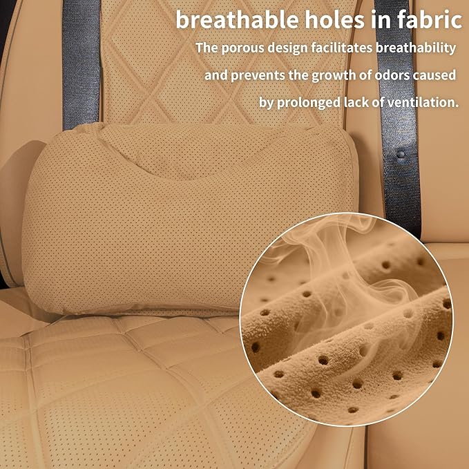 Lumbar Support Pillow for Car, Lower Back Pain Relief, Lumbar Support Pillow for Office Chair Back Support Lumbar Pillow for Car, Gaming, Office Chair (Light Brown)