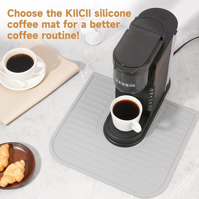 Silicone Coffee Mat for Keurig K-Express and K-Iced Coffee Maker, Coffee Bar Accessory for Countertop, Espresso Machine Accessories, Splash-proof, Easy to Move, Dishwasher Safe
