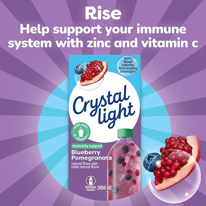 Crystal Light Immunity Support Blueberry Pomegranate naturally flavored with other natural flavor Powdered Drink Mix, .07 oz Packets, 10 per Box