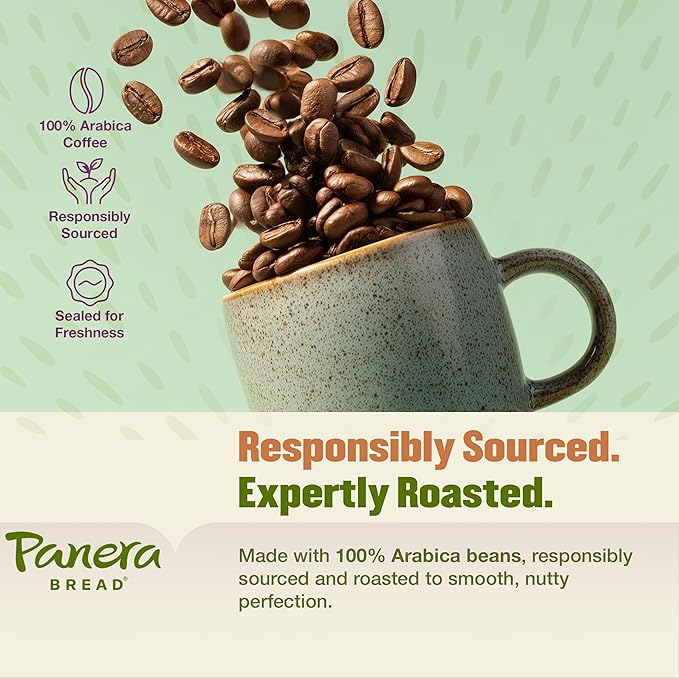 Panera Light Roast Ground Coffee, 100% Arabica, Sustainably Sourced – Smooth, Bright & Balanced Flavor – Clean Label, No Artificial Ingredients – Kosher, Gluten-Free 12oz Bag