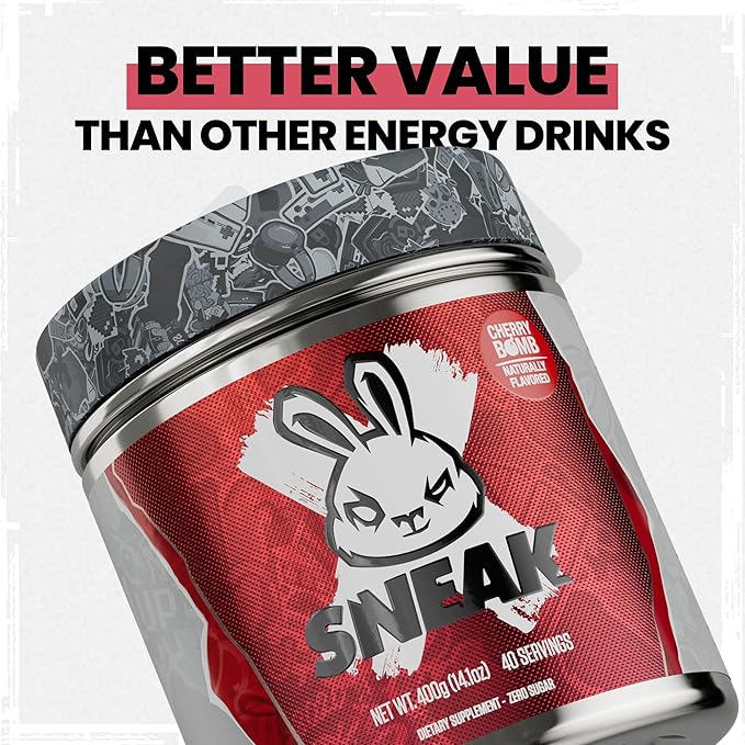 SNEAK Energy Drink Powder | Cherry Bomb | No Sugar. No Nasties. Just Natural Caffeine, Focus-Boosting Nootropics | 40 Servings