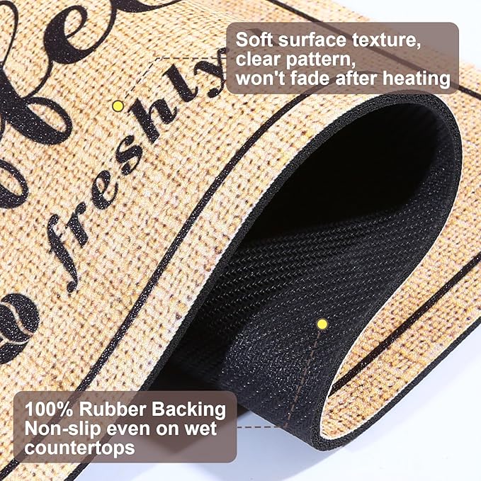 Absorbent Coffee Mat, Fashion Dish Drying Mat for Kitchen Counter Coffee Bar Accessories Espresso Machine Dish Rack 16" x 24" Beige