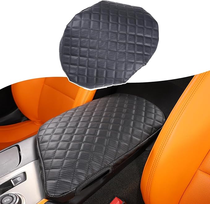 Upgraded Car Center Console Pad Compatible with Corvette C7 Stringray 2014-2019 Car Armrest Seat Box Cover,Carbon Fiber PU Leather Auto Armrest Cover Protector Interior Accessories (Black)