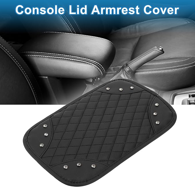 Car Armrest Cushion Pad Non-slip 12.20"x7.87" Seat Box Cover Protector PU Black Center Console Lid