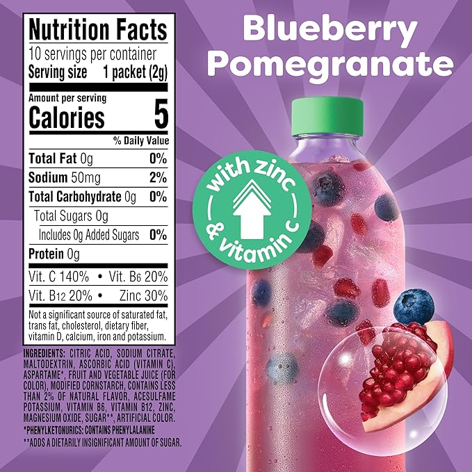 Crystal Light Immunity Support Blueberry Pomegranate naturally flavored with other natural flavor Powdered Drink Mix, .07 oz Packets, 10 per Box
