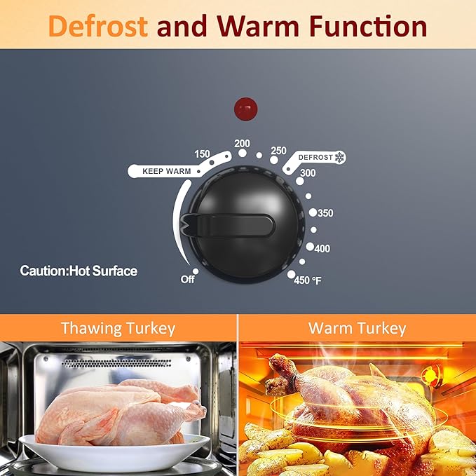Sunvivi Roaster Oven, 24 Quart Electric Roaster Oven with Glass Lid, Turkey Roaster Buffet with Self-Basting Lid, Removable Pan, Cool-Touch Handles, Dark Blue