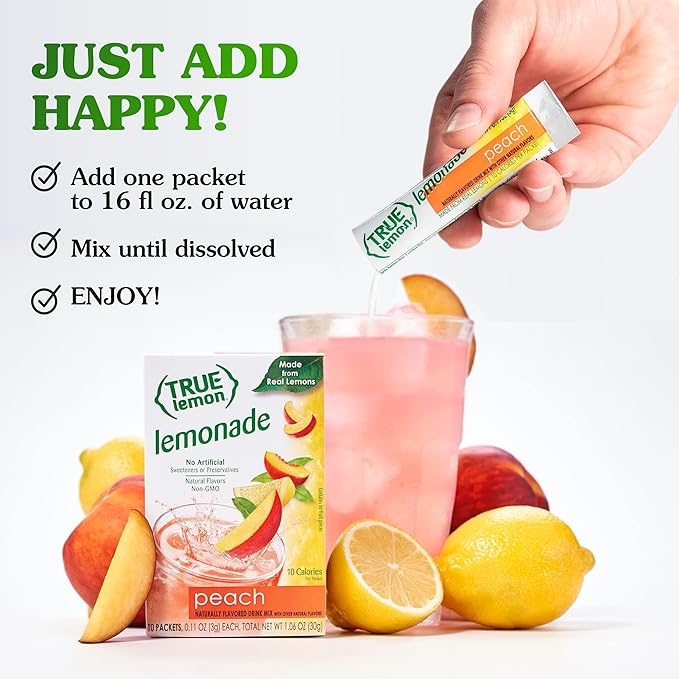True Lemon Peach Lemonade, 10 count - 4 pack