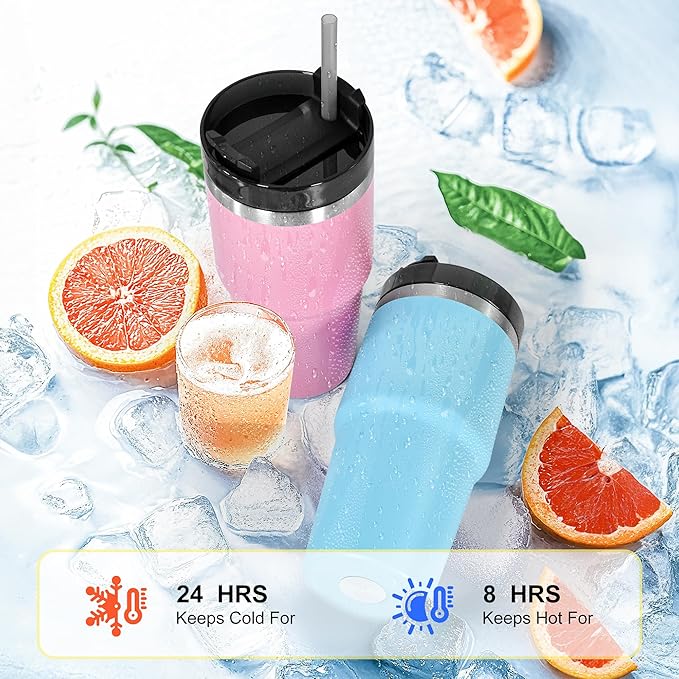20 oz Tumbler Stainless Steel Tumblers,Reusable Double Wall Vacuum Insulated Coffee Mug for Home, Office, Outdoor Works Great for Ice Drinks and Hot Beverage(Pink)