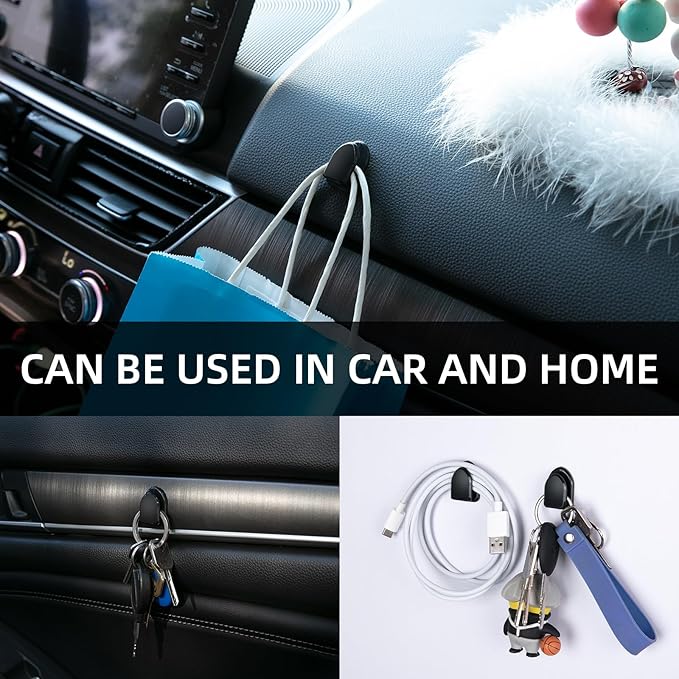 Car Hooks for Purses and Bags,Car Purse Holder Upgraded 2 in 1 Durable Hanger Leather Headrest Hook Car Back Seat Organizer Storage for Purse Car Interior Accessories,2-Pack,Black