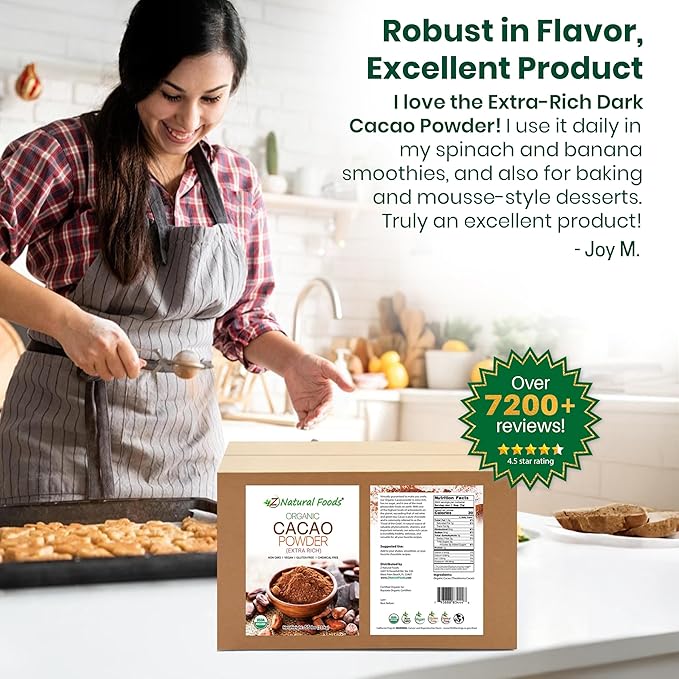Premium Organic Cacao Powder - 55 lbs - Extra Rich - The Essence of Dark Chocolate - Product of Switzerland - 100% Pure Cold-Pressed, Vegan, Non GMO, Gluten Free, Kosher