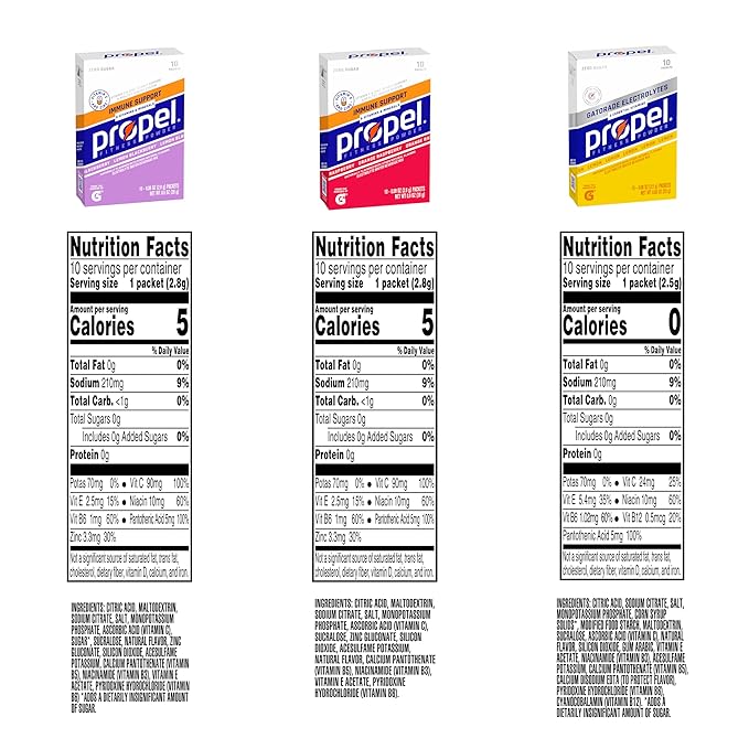 Propel Immune Support Electrolyte Enhanced Water Drink Mix Powder Packets, Variety Pack, 100% DV Vitamin C, Good source of Zinc, Zero Sugar Hydration with Electrolytes (Pack of 60)