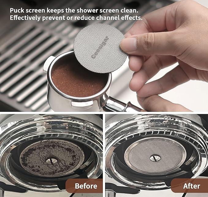 51mm Espresso Puck Screen, 1.7mm 150μm Coffee Reusable Professional Barist Espresso Screen for 51mm Bottomless Portafilter Filter Basket - Made with 316 Stainless Steel