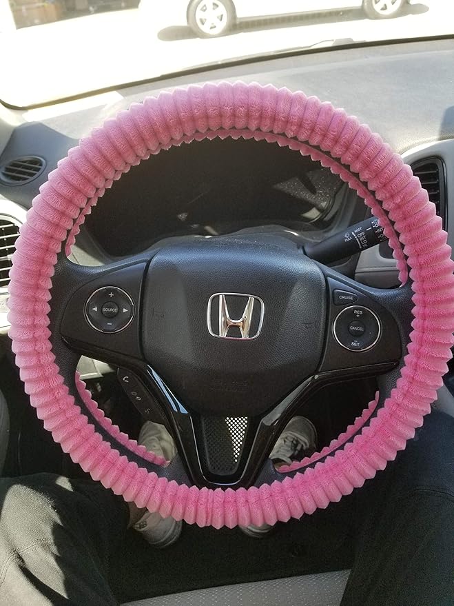 Jdragon Pink Velvet Slip On Style Steering Wheel Cover Soft Comfy Long Lasting Warm