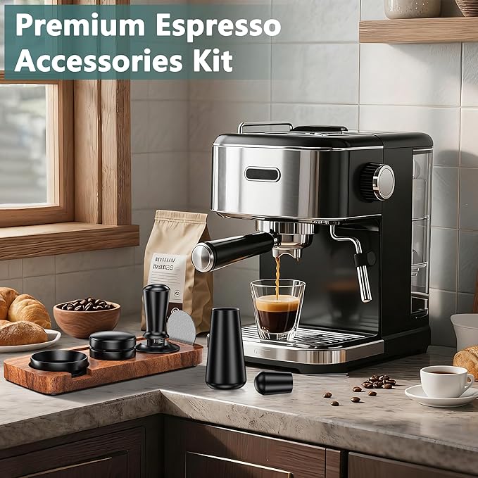 7 Pack Espresso Accessories Kit,54mm Espresso Tool Kit | Espresso Tamping Station | Coffee Distributor Tamper | WDT Tool | Dosing Funnel | Expresso Puck Screen | Christmas Gift for Espresso Lovers