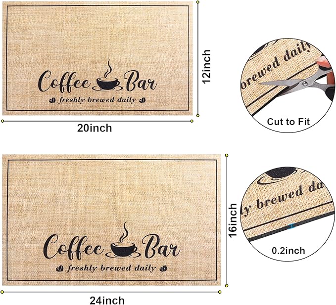 Absorbent Coffee Mat, Fashion Dish Drying Mat for Kitchen Counter Coffee Bar Accessories Espresso Machine Dish Rack 16" x 24" Beige