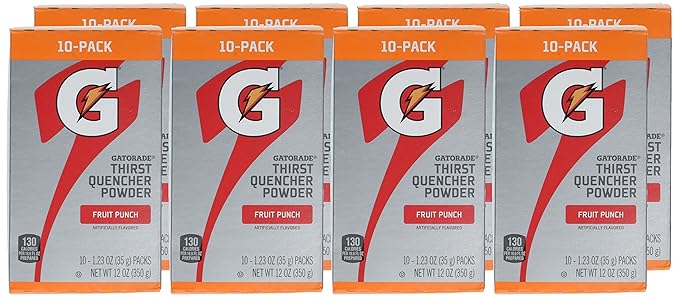 Gatorade Thirst Quencher Powder,Fruit Punch,1.23oz Packets,Makes 20 ounces,(Pack of 160)