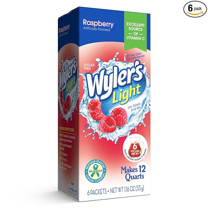 Wyler's Light Pitcher Packs, Water Drink Mix,Raspberry,6 Pitcher Packets