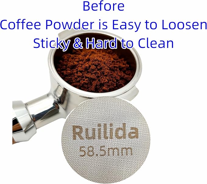 Espresso Puck Screen 58.5mm, Reusable 1.7mm Thickness 150μm 316 Stainless Steel Professional Barista Coffee Filter Mesh Plate for Espresso Portafilter Filter Basket ((58mm-58.5mm))