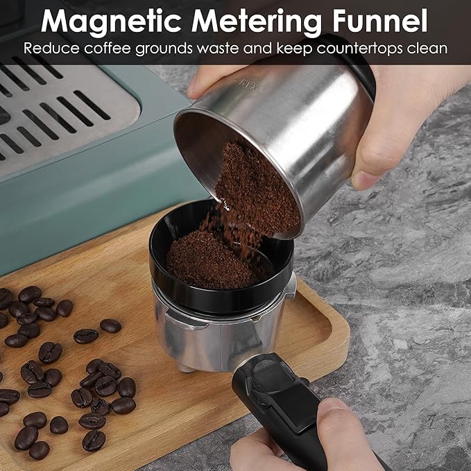 53mm Espresso Tool Set - WDT Distribution Tool, Dosing Funnel, Puck Screen & Stainless Steel Portafilter Ring Suitable for Home and Commercial Use