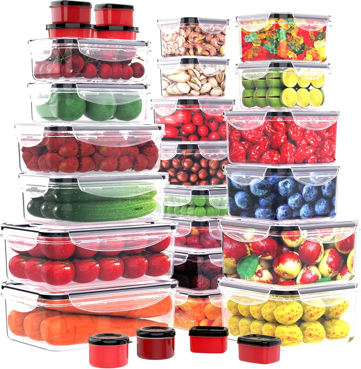 40 Pcs Food Storage Containers with Lids Airtight- Plastic Meal Prep Container for Pantry Kitchen Organization, Microwave, Dishwasher, Freezer Safe -100% Leak Proof (20 Stackable Boxes-20 Lids)