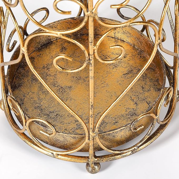 Umbrella Rack Stand,Umbrella Rack for Entryway,Canes Walking Sticks,Cast Iron Bird Handle and Drip Tray (Antique Gold)