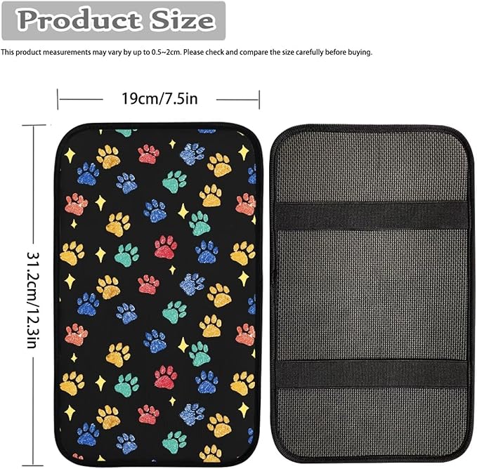 Horeset Colorful Paw Center Console Armrest Cover Anti-Scratch Automobile Decor, Car Armrest Seat Box Cover Easy to Install
