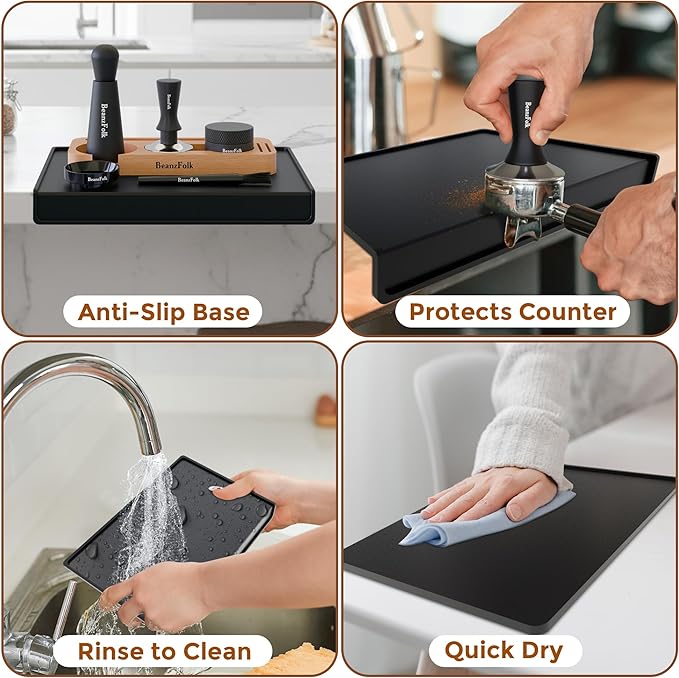8-Piece Espresso Accessories Set – 53 mm Tools for 54 mm Portafilters – Tamper Station, Coffee Tamper, Distributor/Leveler, WDT Tool, Dosing Ring, Cleaning Brush, Puck Screen & Silicone Mat.