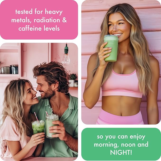 Caff Off Decaf Strawberry Matcha Green Tea Powder From Japan – 3.52 oz / 100 g – Ceremonial Grade & Sugar-Free – No Fillers or Milk Powders – Naturally Decaffeinated Without Chemicals – Tested for Heavy Metals – First Harvest, Shade-Grown & Caffeine-Fr...