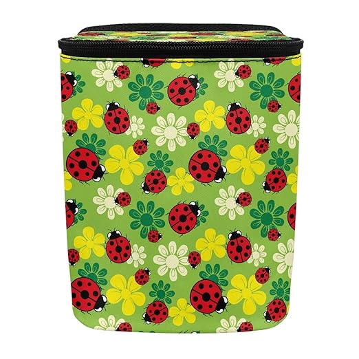KEIAHUAN Ladybug Car Trash Can with Lid Hanging Garbage Bin and Storage Bag Large Capacity Portable Multi-Functional Rubbish Bag Grocery Organizer for Snacks, Drinks, and Widget, Green