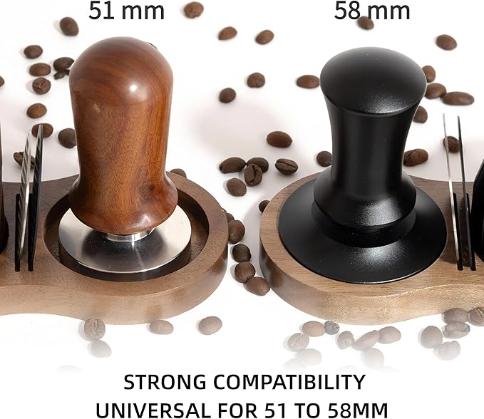 NEOUZA Coffee Tamper Stand Holder for Tamper, Distribution Tool, Puck Screen, Walnut Wood,51mm 53mm 58mm Universal