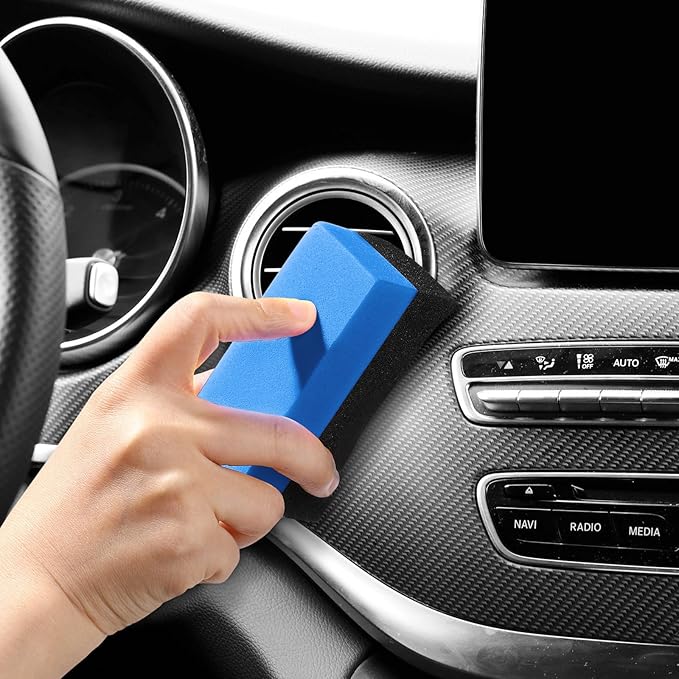 Frienda 12 Pieces Tire Applicator Pads car Wax tire Dressing Shine Color Polishing Sponge Wax Buffing Applicator Pads Cleaning Sponges for Car Glass, Painted Steel, Porcelain and More(Blue)