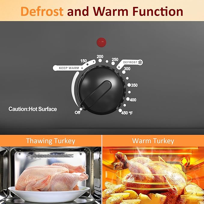 Sunvivi Electric Roaster,20 Quart Roasting Oven with Self-Basting Lid Removable Pan,Turkey Roaster Oven with 150 to 450F Temperature Control Cool-Touch Handles,Grey