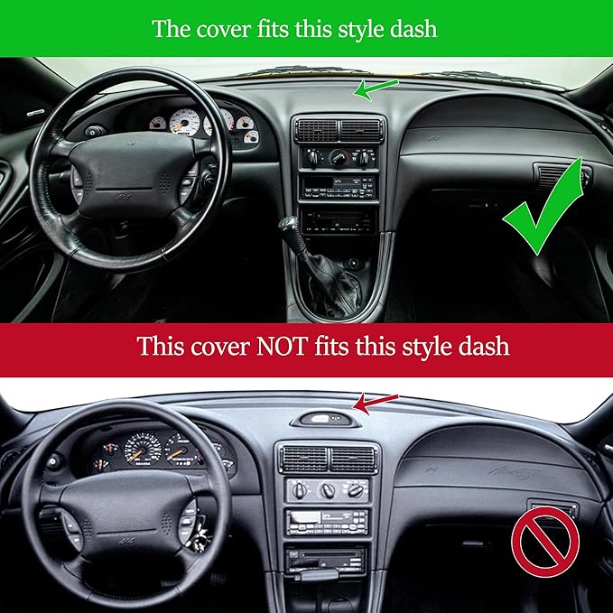 Yiz Dash Cover Mat for Ford Mustang Dashboard Pad Carpet (Dark Gray) J136