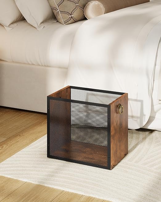 CHOEZON Waste Basket, 4.5 Gallon Rectangular Garbage Container, Trash Can, Trash Bin, for Bedroom, Office, Bathroom, Kitchen, Waste Rustic Brown and Black TCW33BF