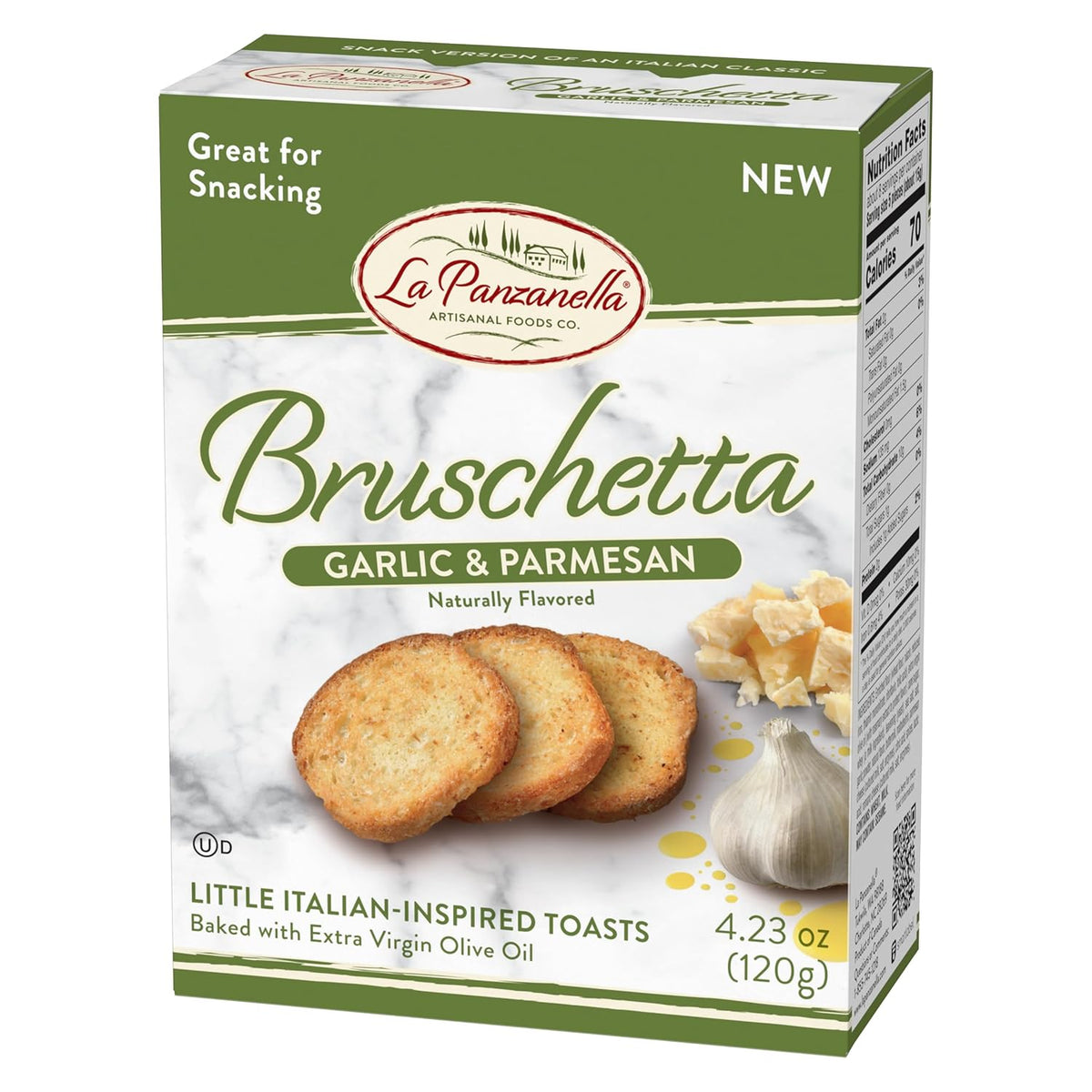 La Panzanella Garlic and Parmesan Bruschetta Crackers - Italian-inspired Toasts, For Soups, Dips, Spreads or Snacks, 4.23oz (120g)